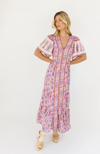 Rita Split Maxi Dress, Technicolour Swirl