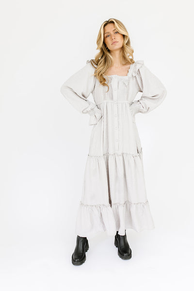 LONG SLEEVE PEASANT TIERED MAXI DRESS