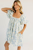 fresh blooms puff sleeve dress // blue *zoco exclusive*