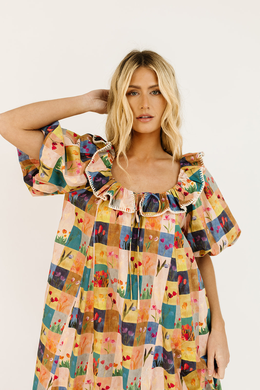 good luck puff sleeve dress // patchwork *zoco exclusive* – shop zoco