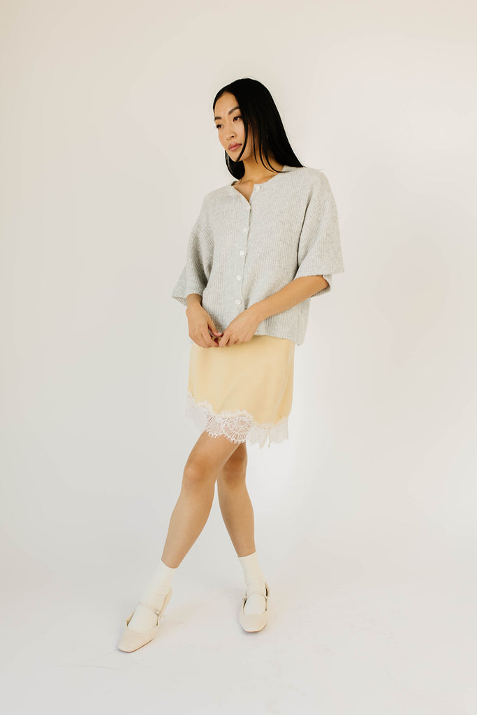 take a chance satin skirt // butter yellow