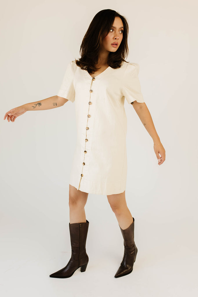 hazel button dress // cream denim *zoco exclusive*