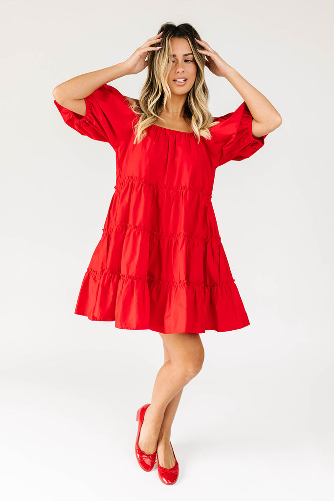 short daymaker dress // red poplin *zoco exclusive*