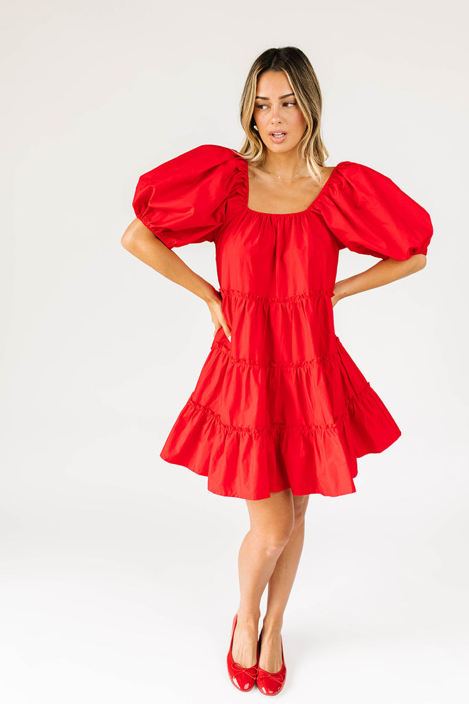 short daymaker dress // red poplin *zoco exclusive*