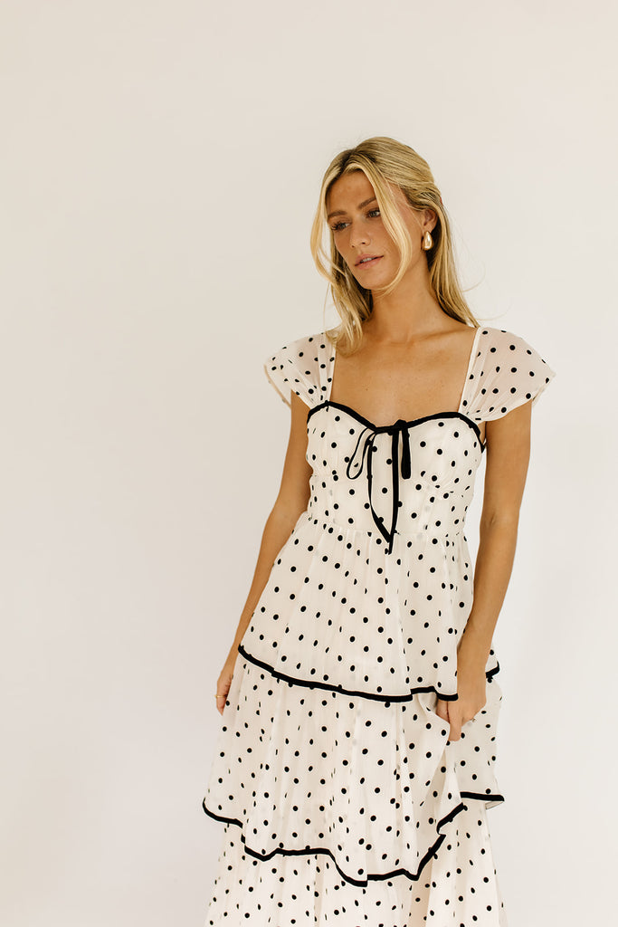 audrey polka dot midi dress