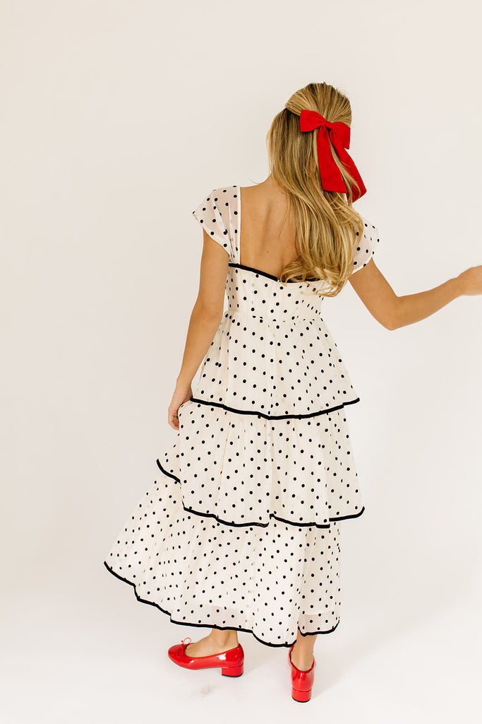 audrey polka dot midi dress