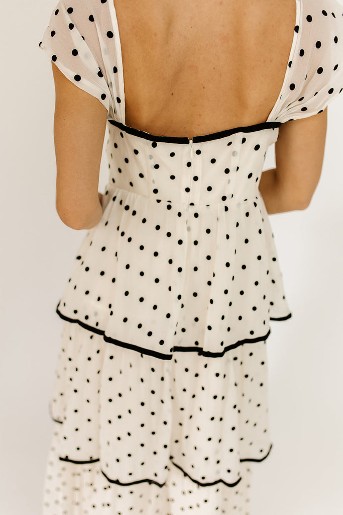 audrey polka dot midi dress