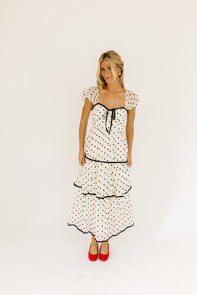 audrey polka dot midi dress