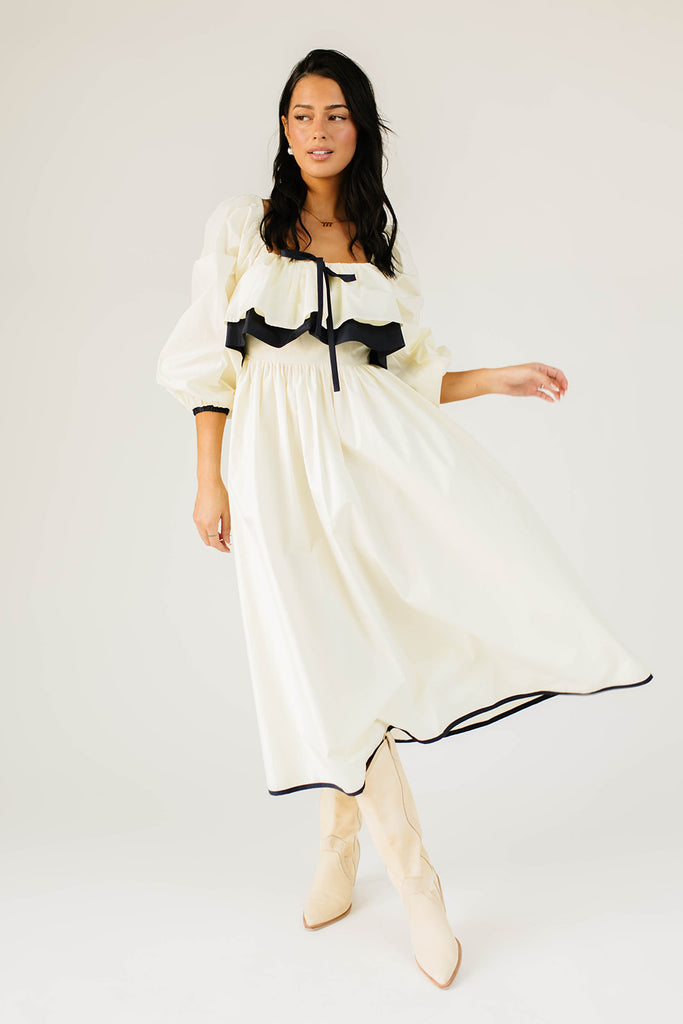 thea dress // cream + navy