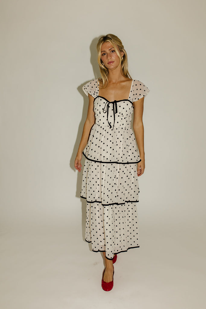 audrey polka dot midi dress