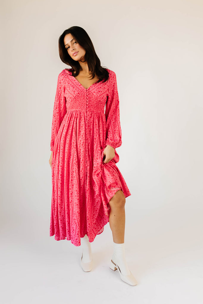 barb button midi dress