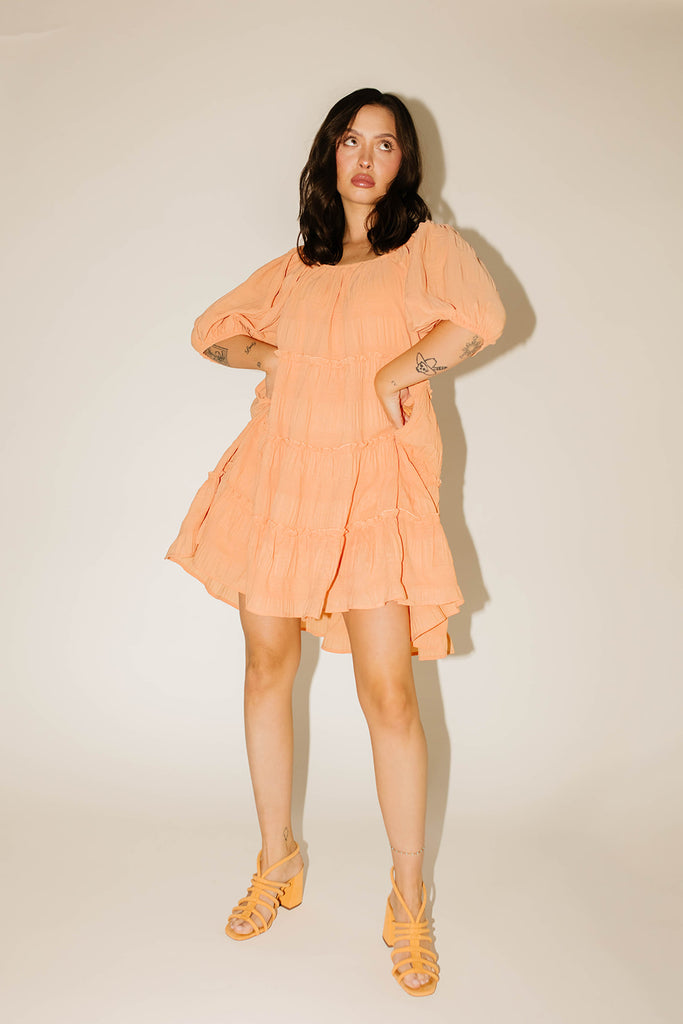 short daymaker dress w pockets tangerine