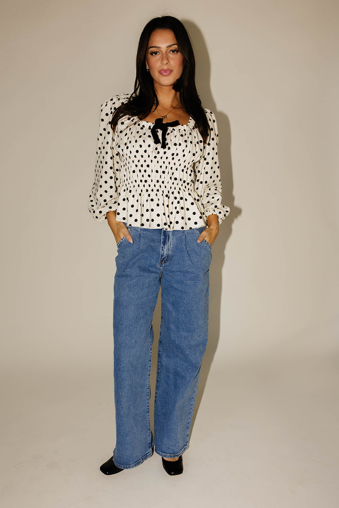 good fortune polka dot top