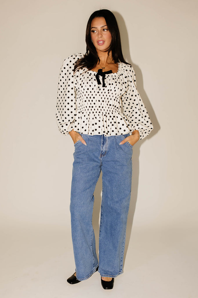 good fortune polka dot top