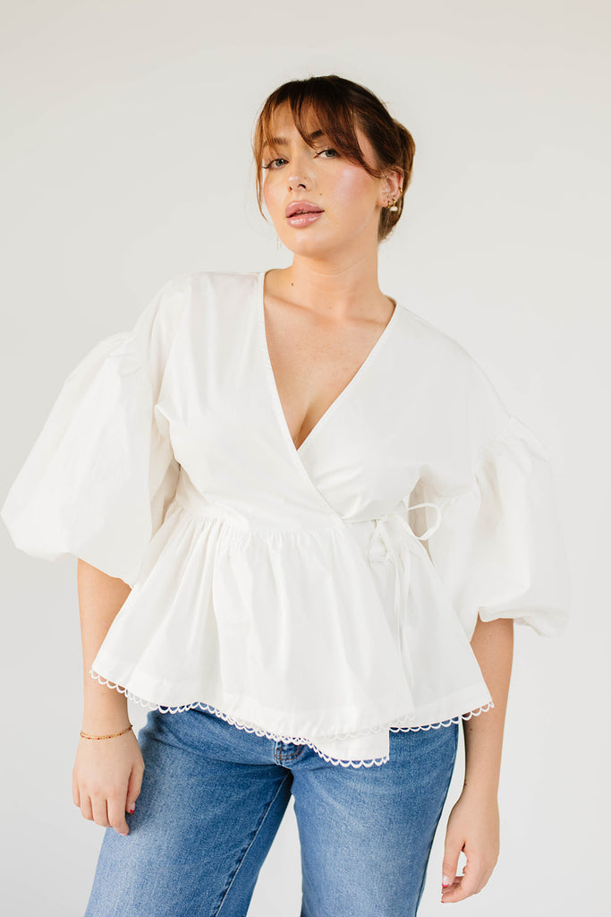 love you more wrap top // white *zoco exclusive*