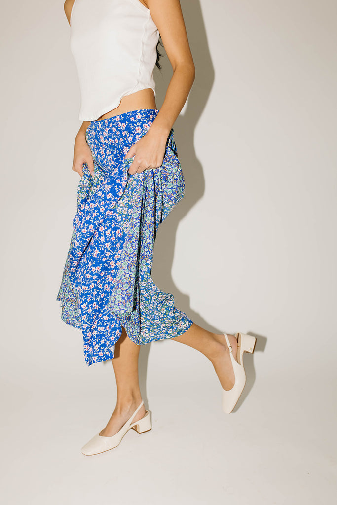 patchwork era maxi skirt // blue