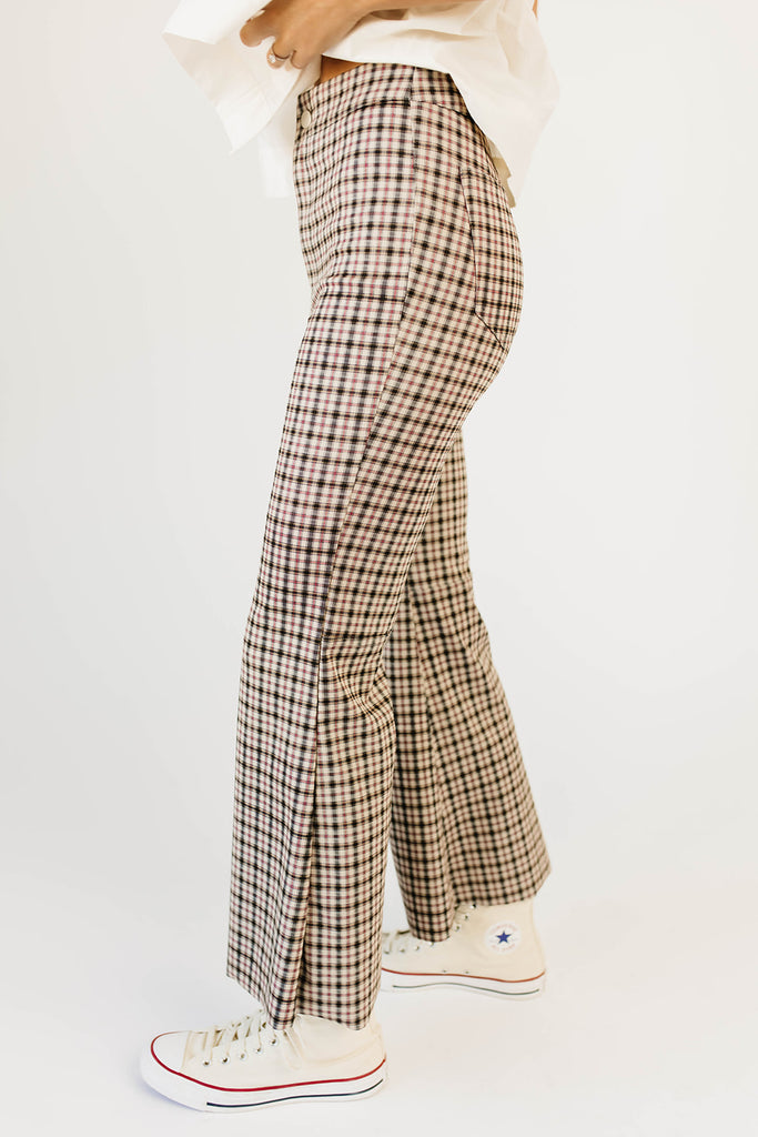 terry plaid trouser // burgundy