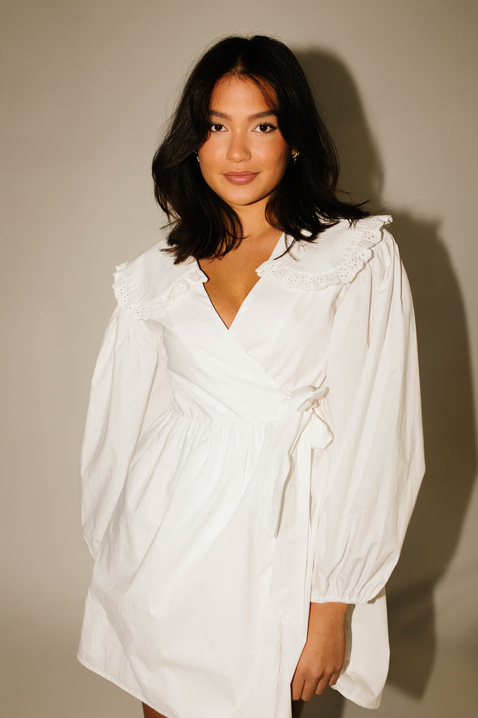 maxwell wrap dress // white *zoco exclusive*