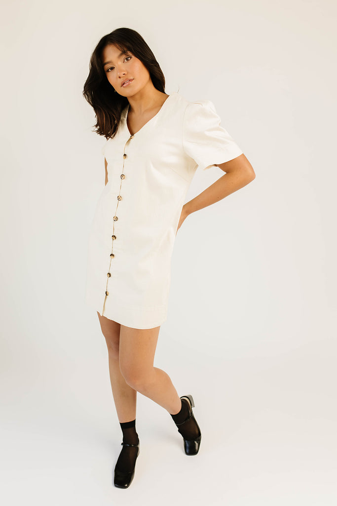 hazel button dress // cream denim *zoco exclusive*