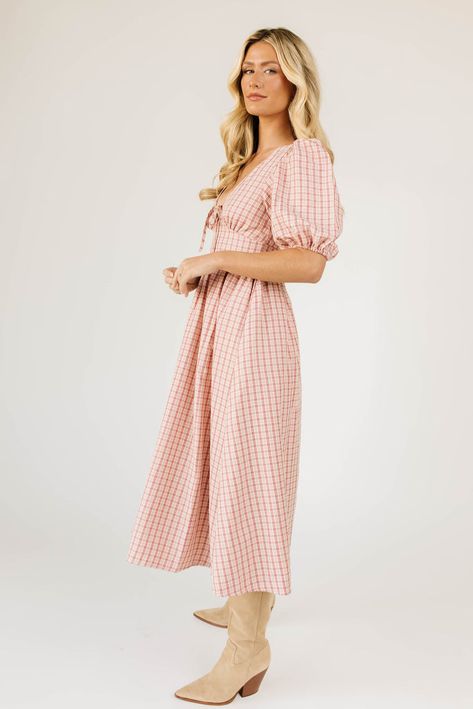 adeline midi dress // pink plaid *zoco exclusive*