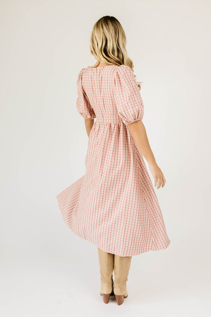 adeline midi dress // pink plaid *zoco exclusive*