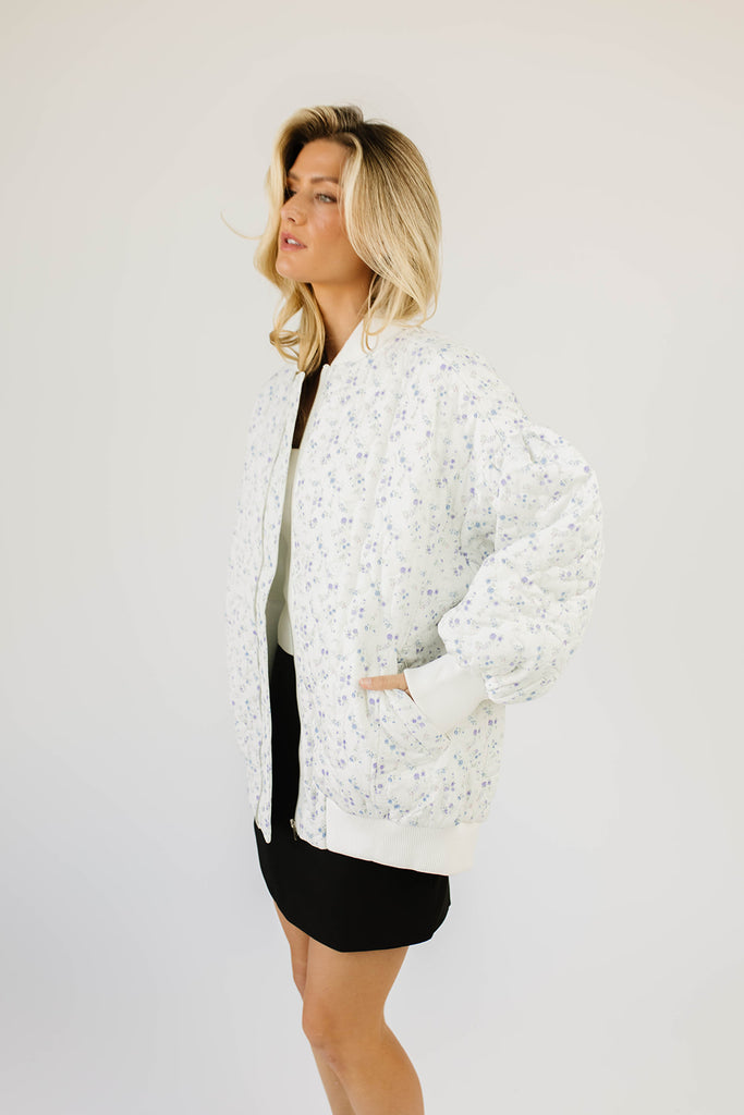 ollie floral quilted jacket // blue + purple