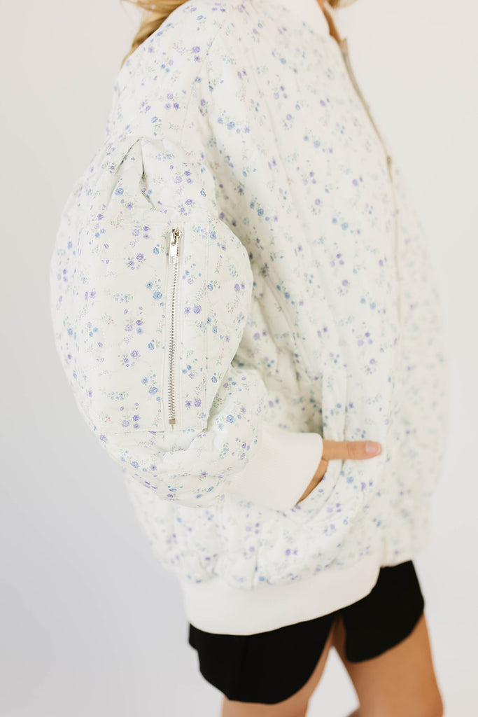 ollie floral quilted jacket // blue + purple