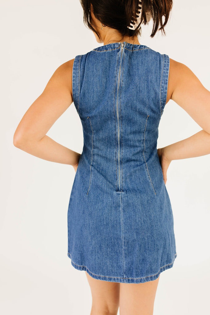 cora denim mini dress