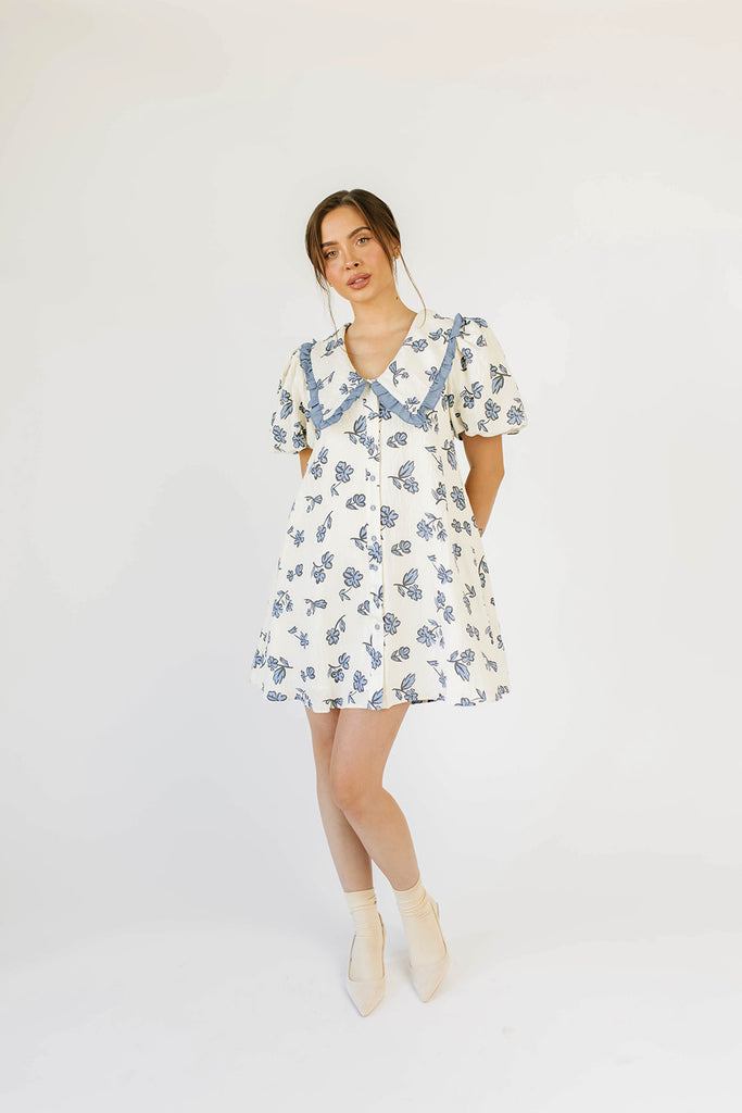 poppy collared dress // blue floral *zoco exclusive*