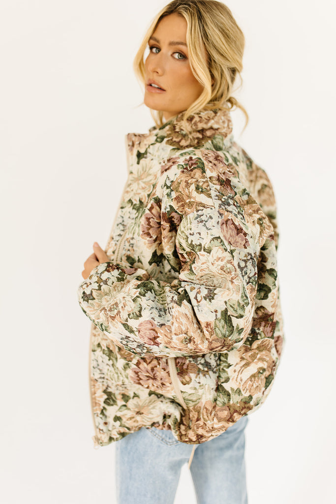 isabel quilted floral // shop zoco – jacket sage