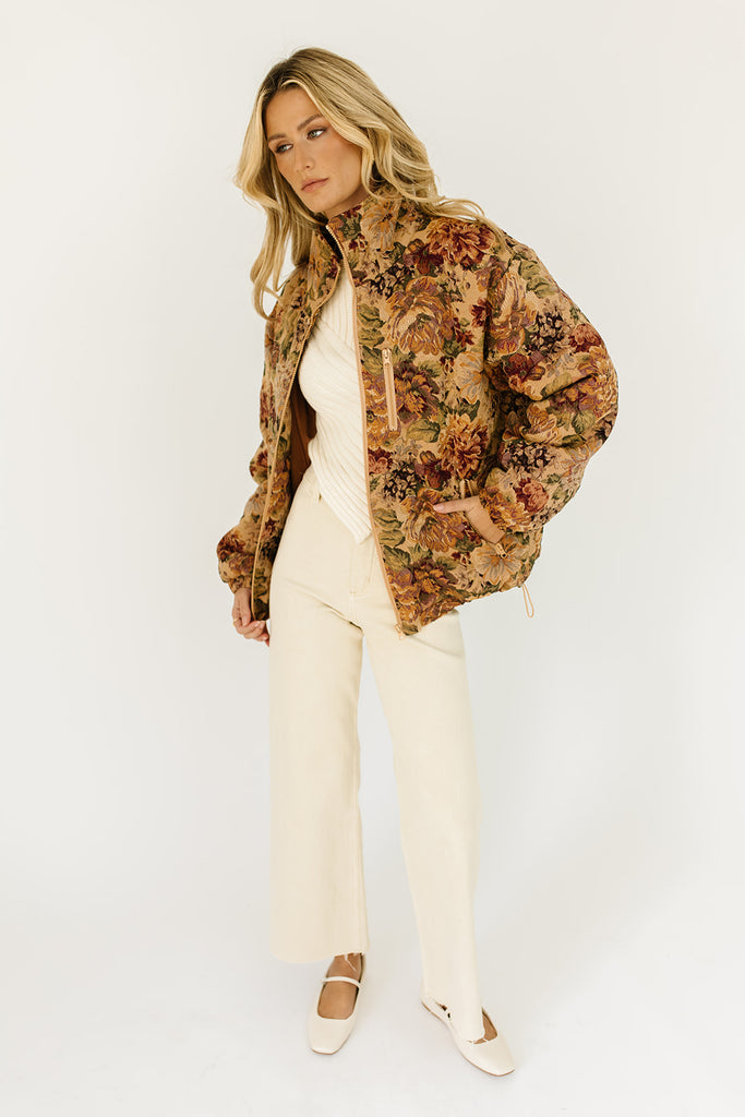 isabel quilted floral jacket // – exclusive* brown shop zoco *zoco floral