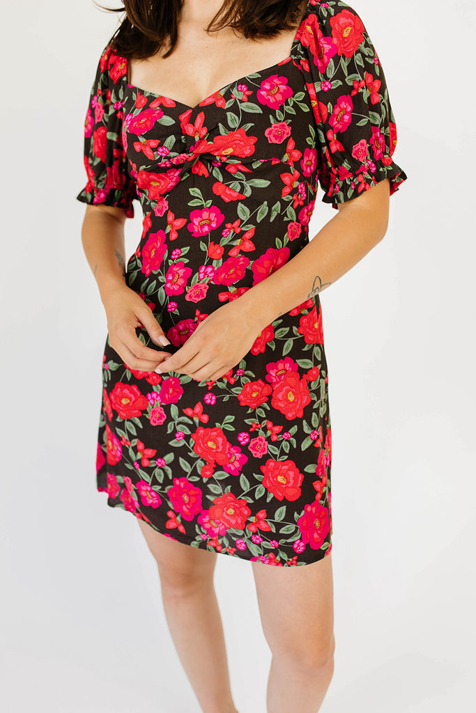 ever after floral mini dress