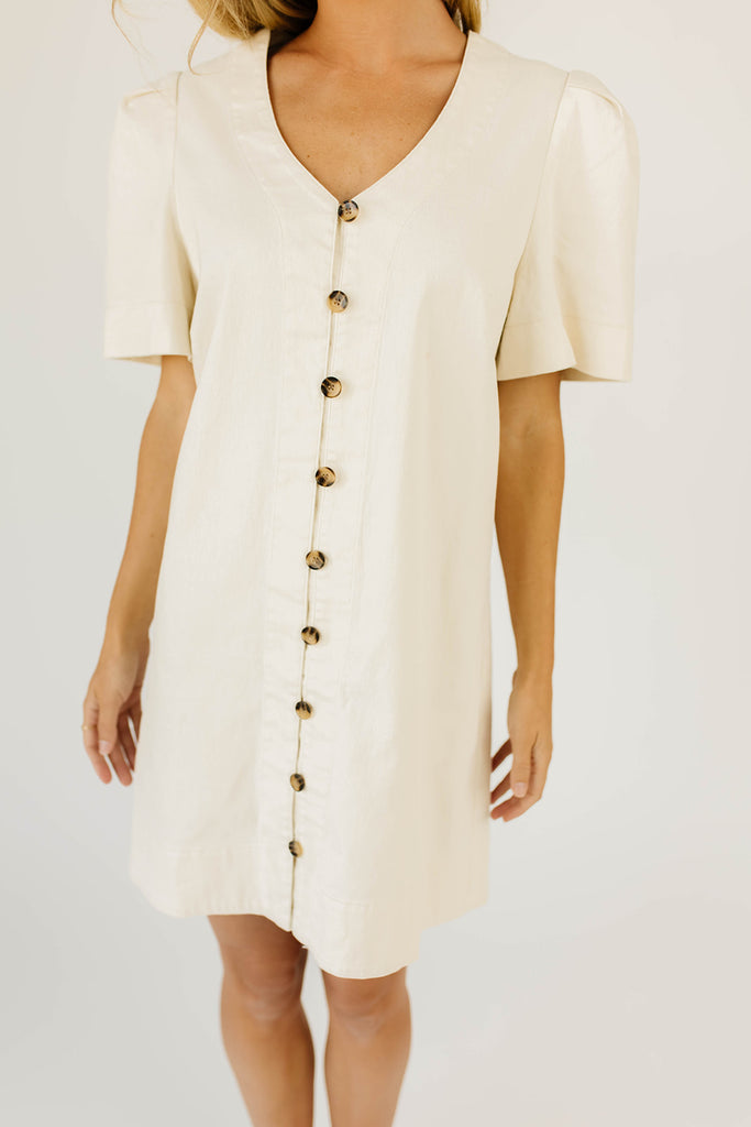 hazel button dress // cream denim *zoco exclusive*