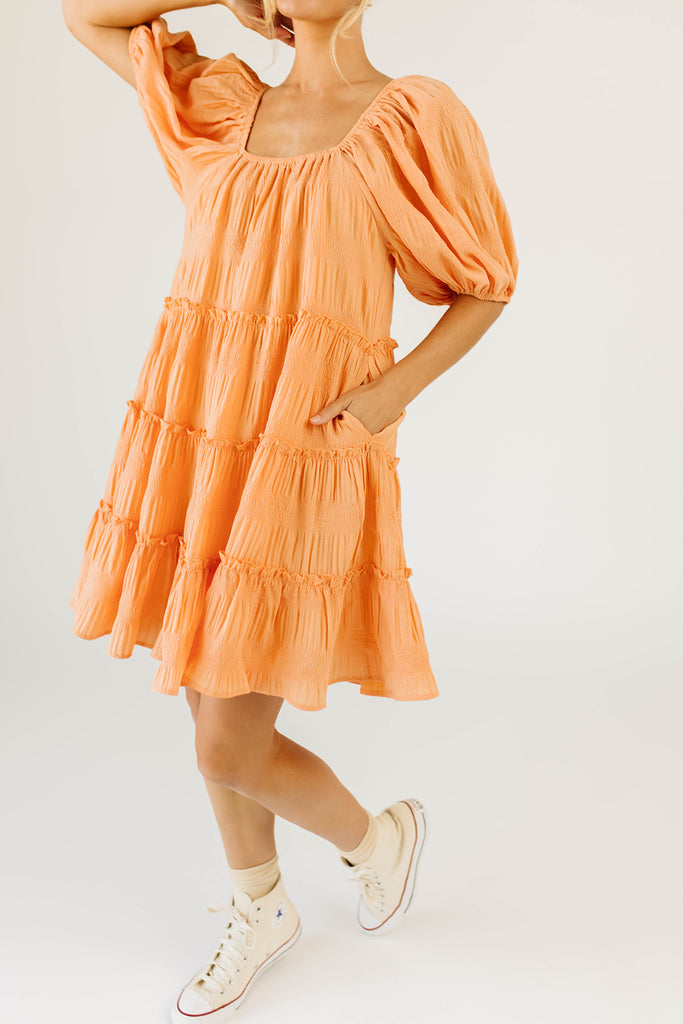 short daymaker dress w/ pockets // tangerine