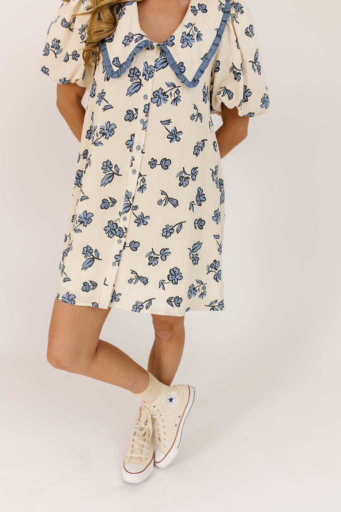 poppy collared dress // blue floral *zoco exclusive*