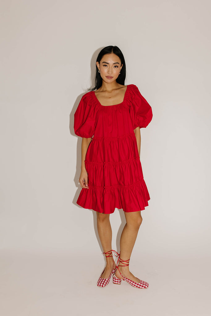 short daymaker dress // red poplin *zoco exclusive*