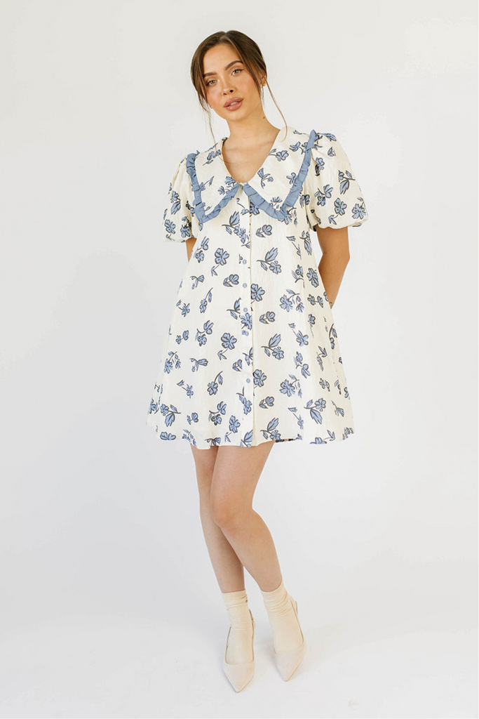 poppy collared dress // blue floral *zoco exclusive*