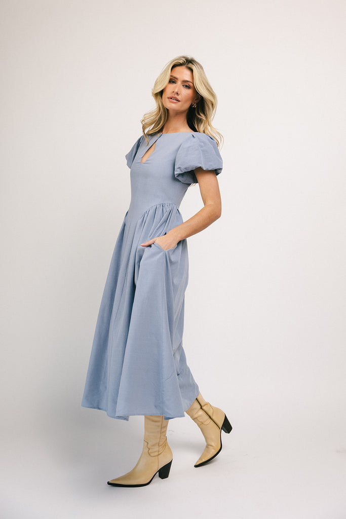 marloe midi dress // dusty blue *zoco exclusive*