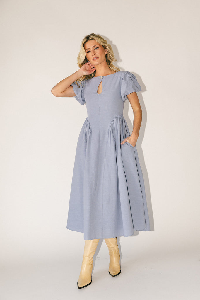 marloe midi dress // dusty blue *zoco exclusive*