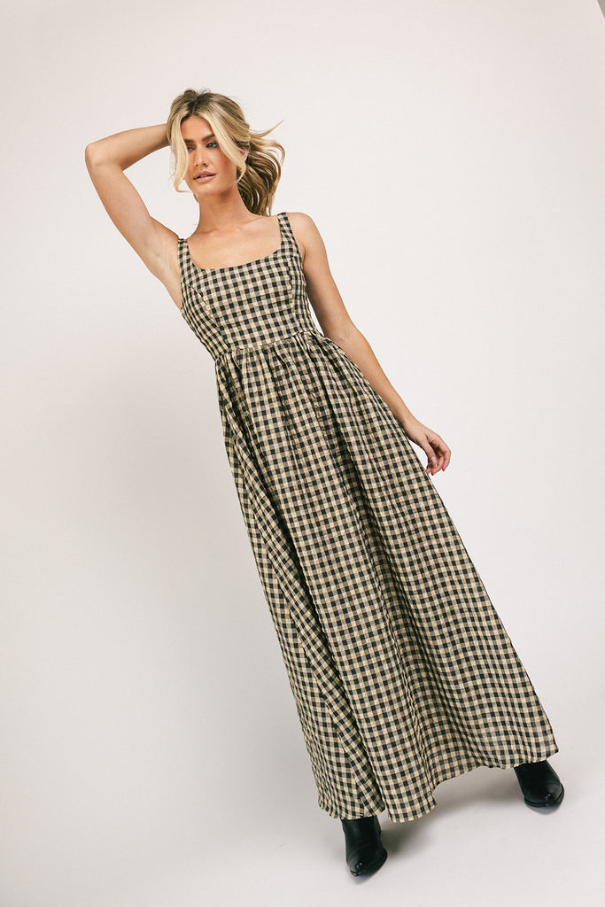 frida gingham maxi dress