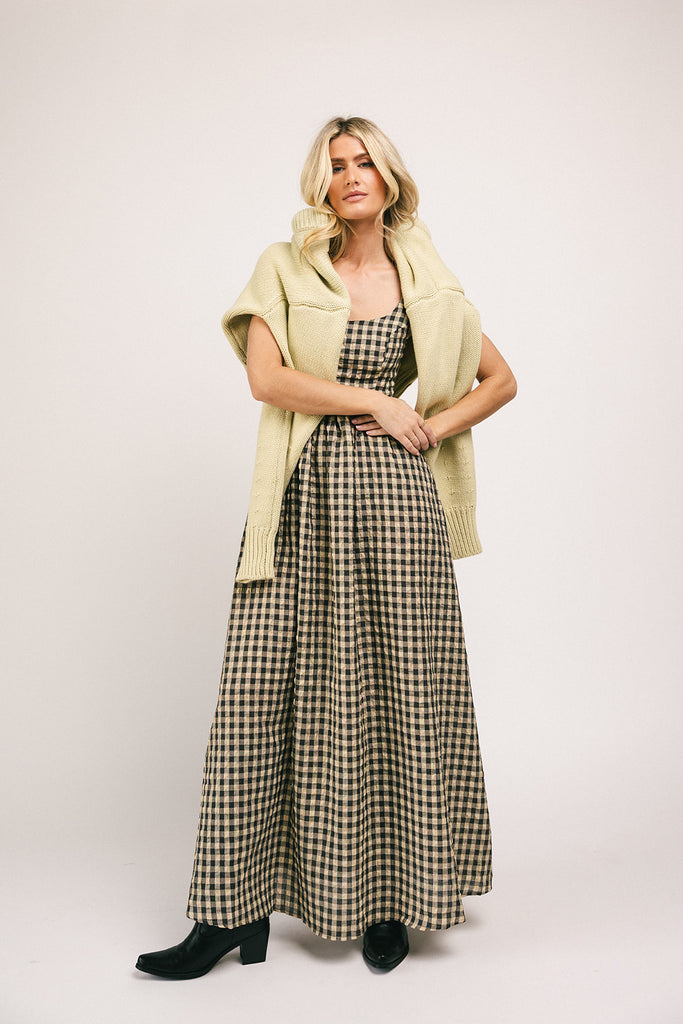 frida gingham maxi dress