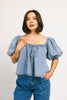 amelia puff sleeve top // denim *zoco exclusive*