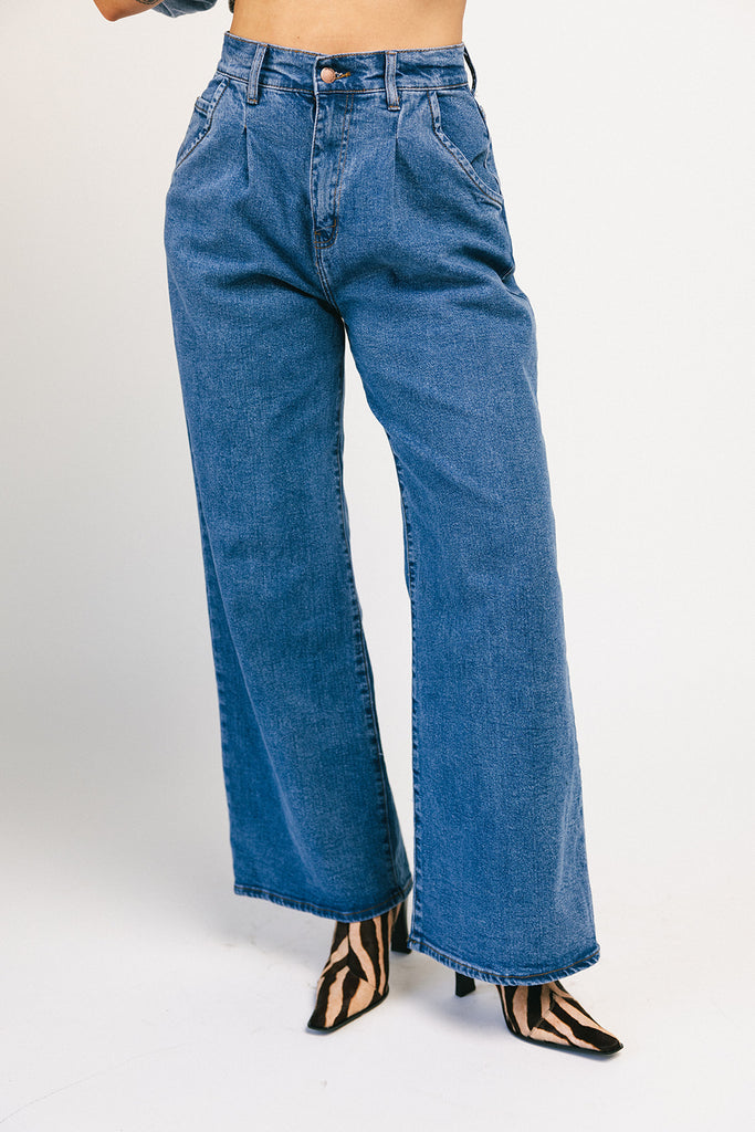 corbin pleated denim