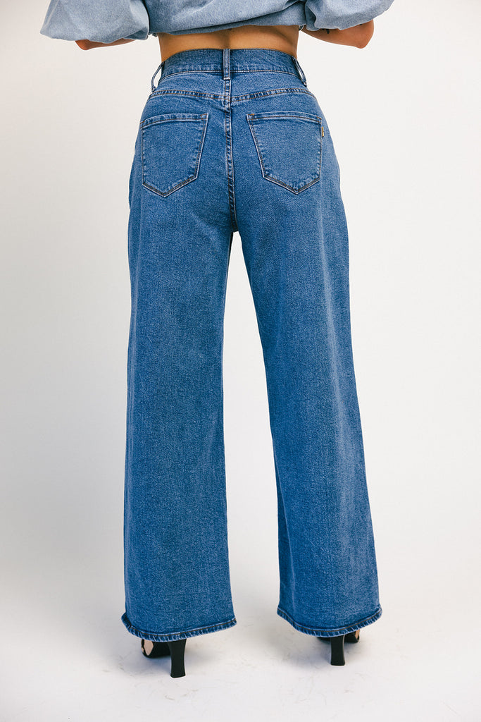 corbin pleated denim