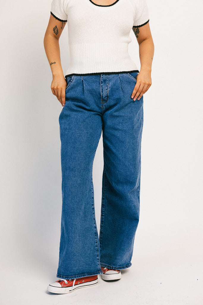 corbin pleated denim