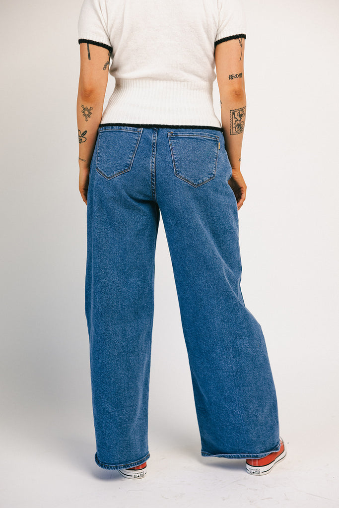 corbin pleated denim