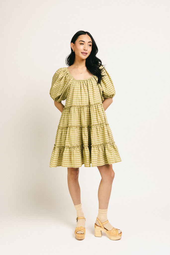 short daymaker dress // green gingham *zoco exclusive*