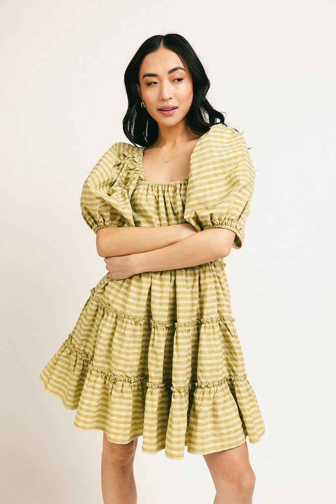 short daymaker dress // green gingham *zoco exclusive*