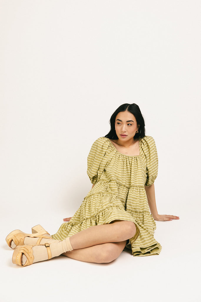 short daymaker dress // green gingham *zoco exclusive*