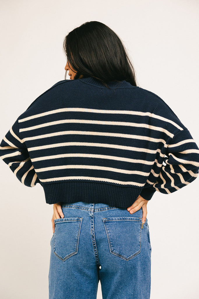 come on striped sweater // navy